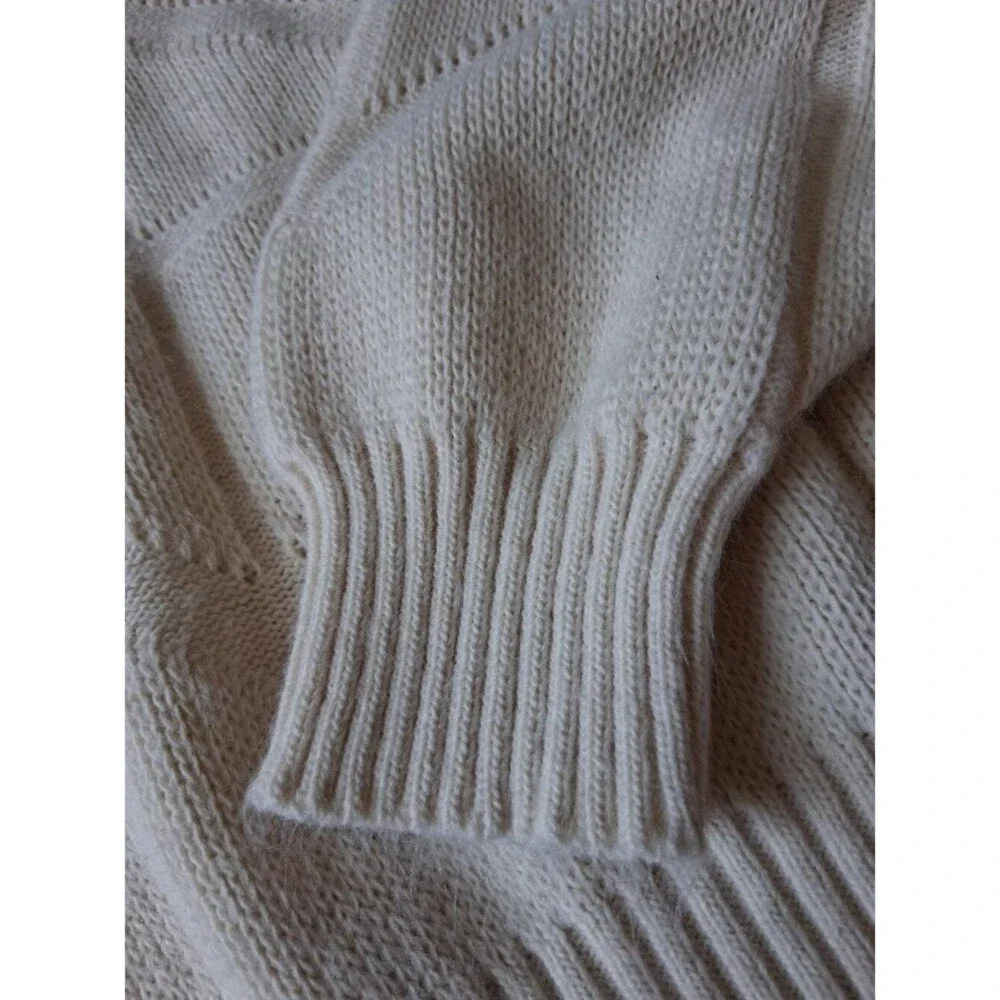 Towne by London Fog Off White Cream Geometric Knit Plus Size Pullover Sweater 2X